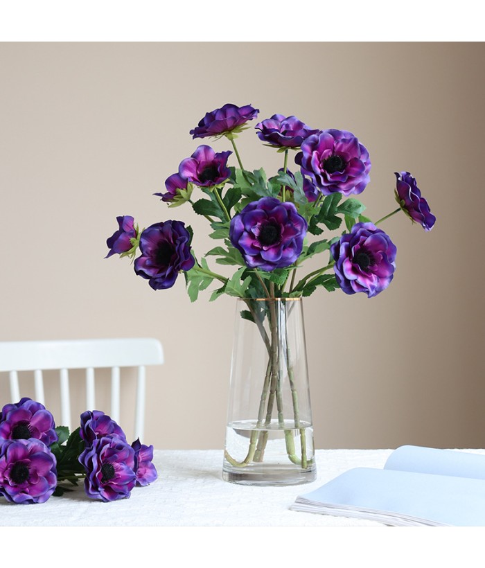 Anemoon - 3 bloemen - paars