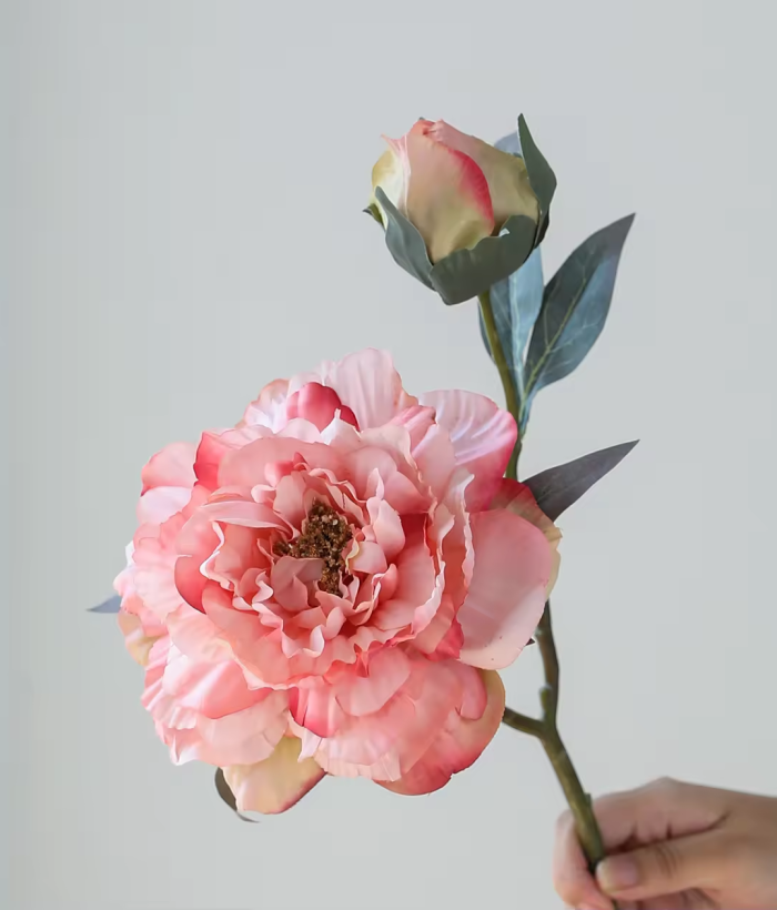 Zijden Pioenroos Groot lichtroze – 49 cm
