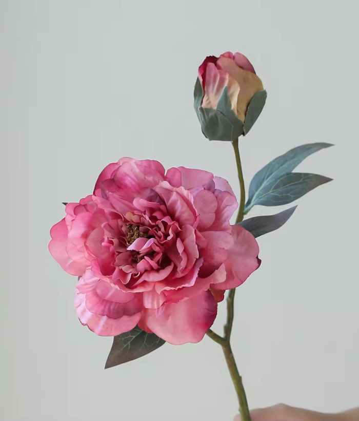 Zijden Pioenroos Groot roze – 49 cm