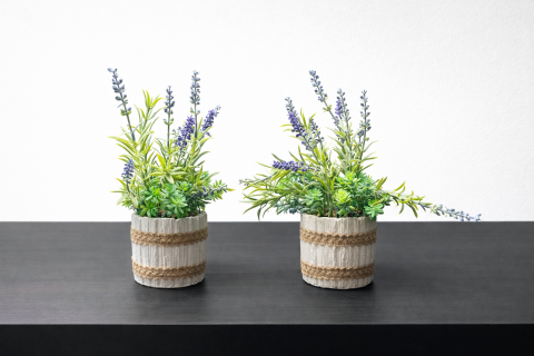 Lavendel Duo in Pot – Set van 2 Kunstplanten