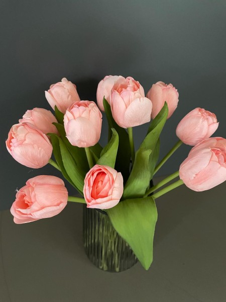 Boeket zijden tulpen lichtroze