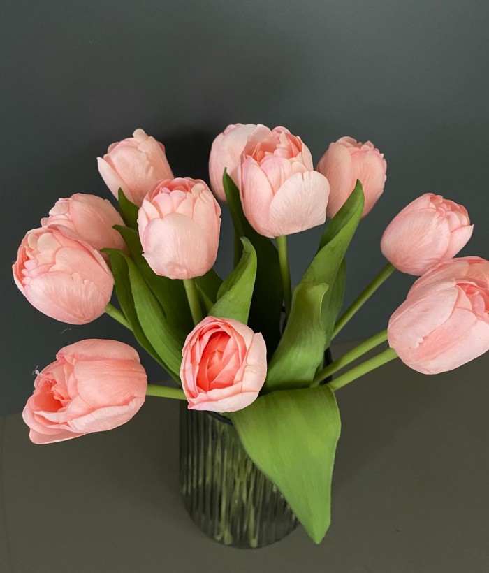 Boeket zijden tulpen lichtroze