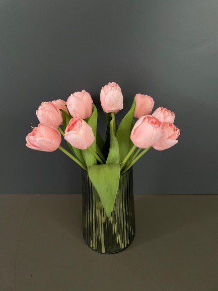 Boeket zijden tulpen lichtroze