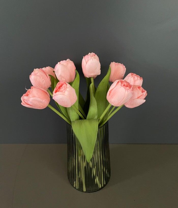Boeket zijden tulpen lichtroze