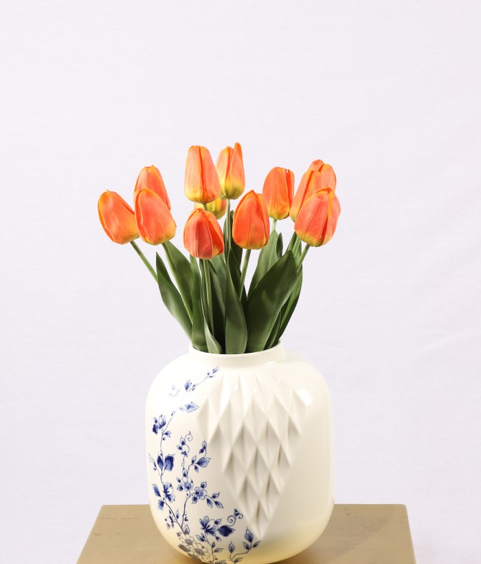 Boeket zijden tulpen oranje