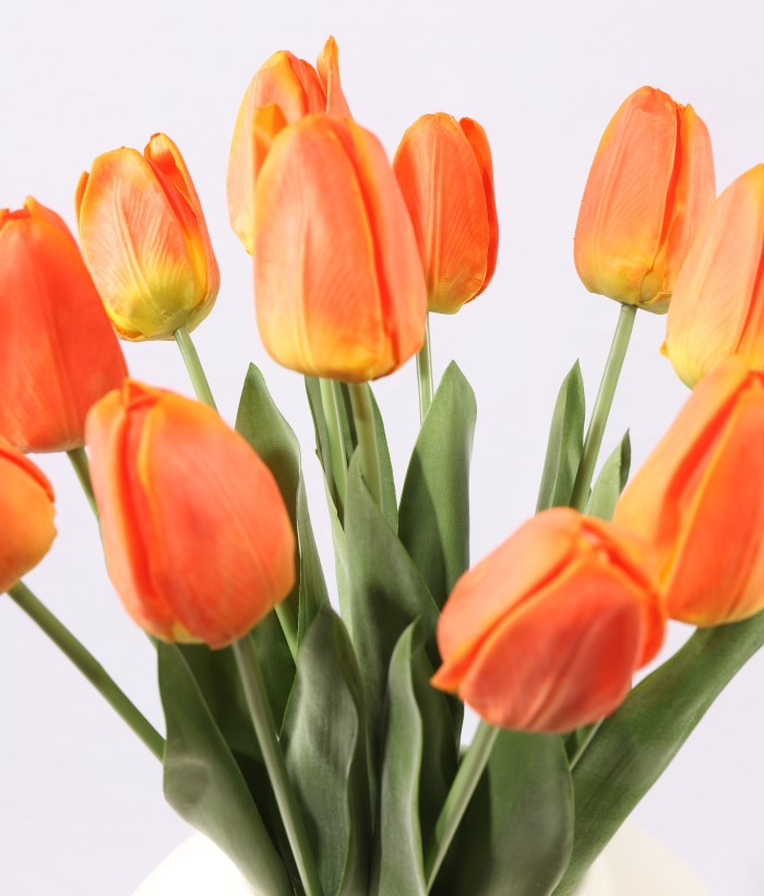 Boeket zijden tulpen oranje