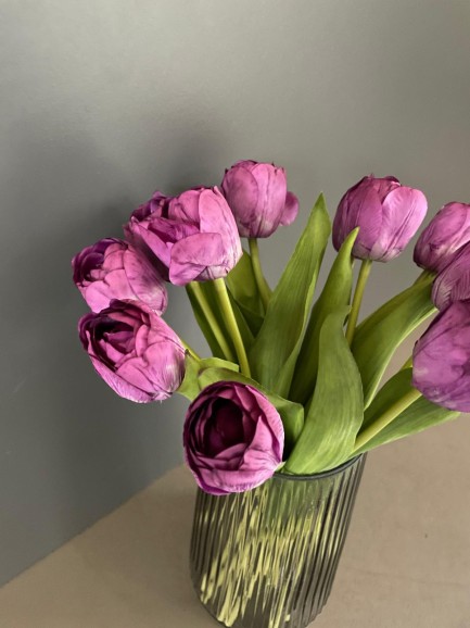 Boeket zijden tulpen paars