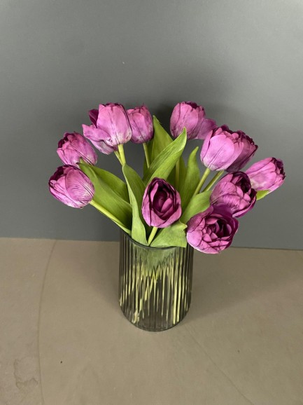 Boeket zijden tulpen paars