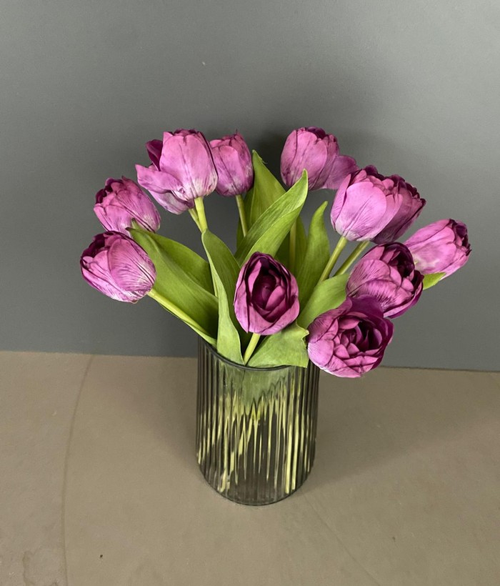 Boeket zijden tulpen lichtroze