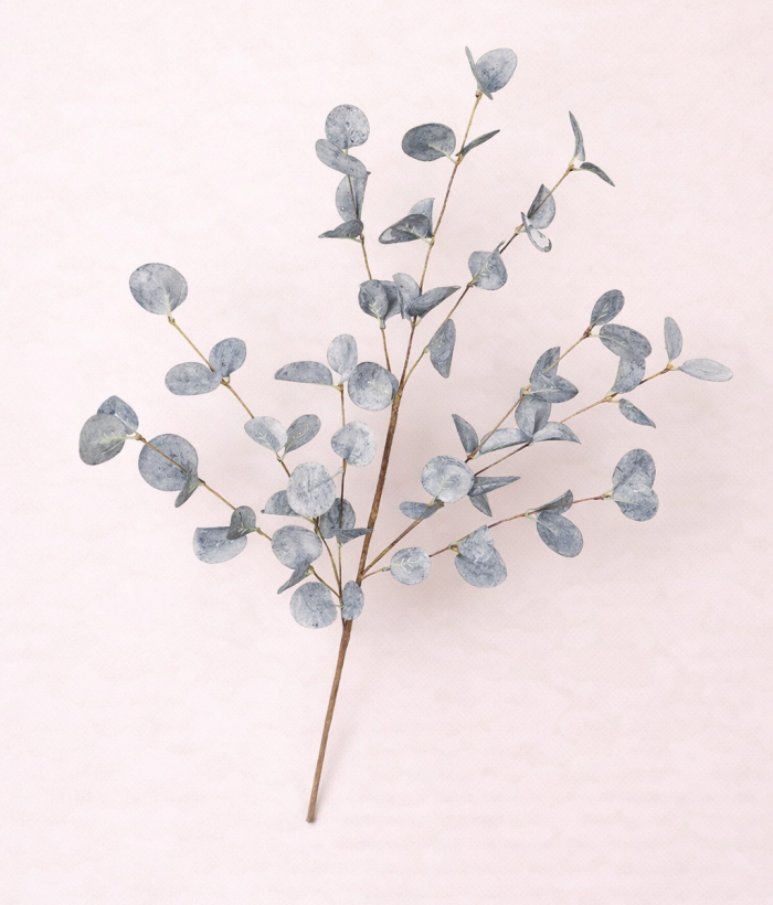 Blauwe eucalyptus tak van kunststof, 58 cm hoog