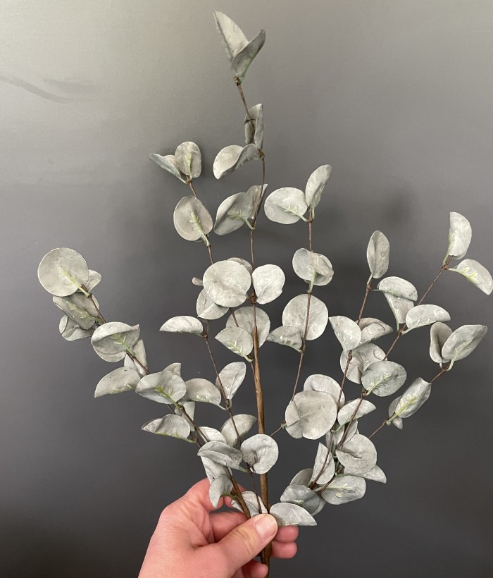 Blauwe eucalyptus tak van kunststof, 58 cm hoog