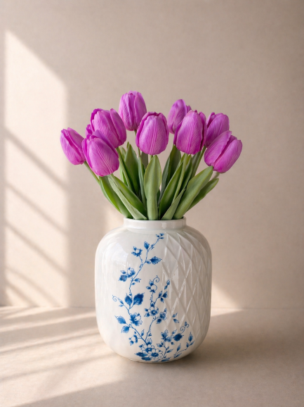 Zijden Tulpenboeket Roze Paars