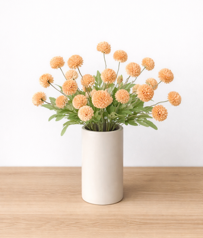 Zijden boeket Kiku met 10 perzikkleurige stelen