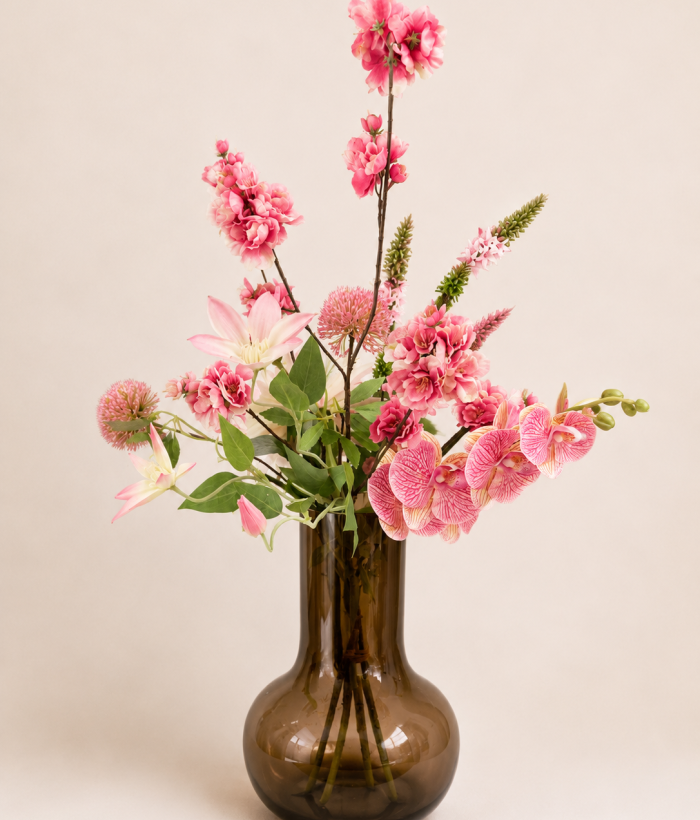 Zijden Boeket Zachte Dahlia Roze 80 cm Zacht roze zijden boeket Dahlia met zes stelen