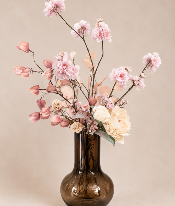 Zijden boeket Lieve Bloesem met lichtroze bloemen