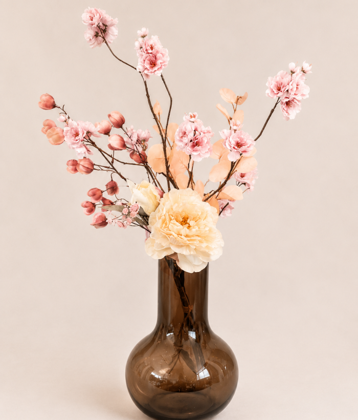 Zijden boeket Lieve Bloesem met lichtroze bloemen